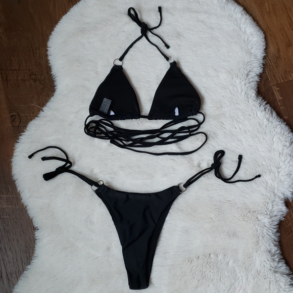 Wrap Around Strappy Cheeky Bikini Set Swimsuit - Picture 7 of 7